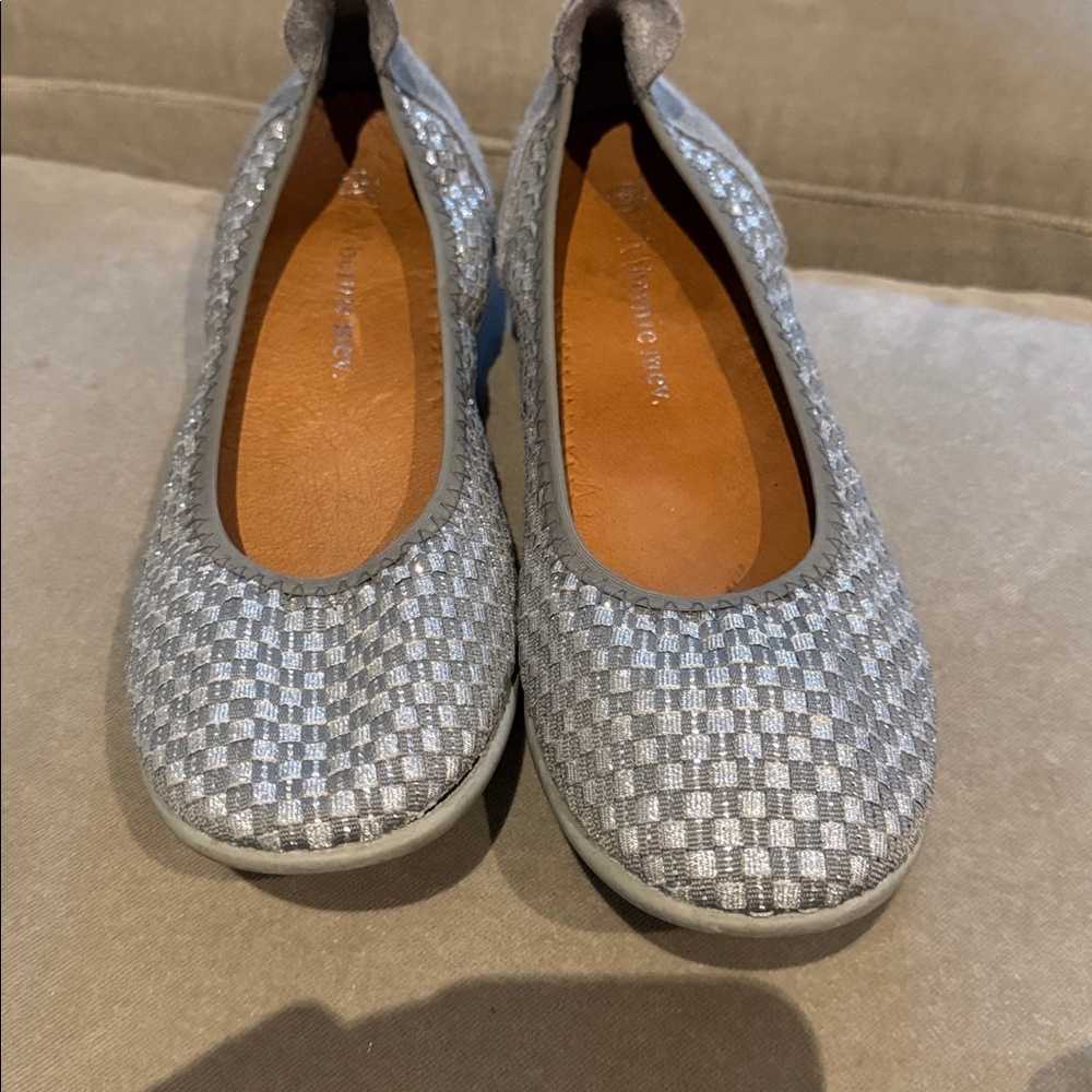 - ✨Silver Flats, Bernie Mev, Catwalk✨ woven worn ONCE sz41